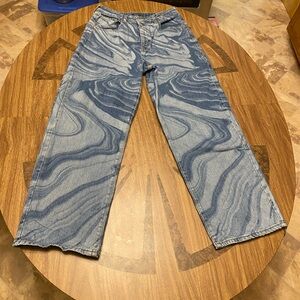 Wild Fable High-Rise Wide-Leg Baggy Jean Blue Swirl Womens 10